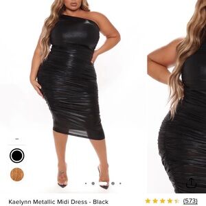 Fashion Nova Black Metallic Midi Dress